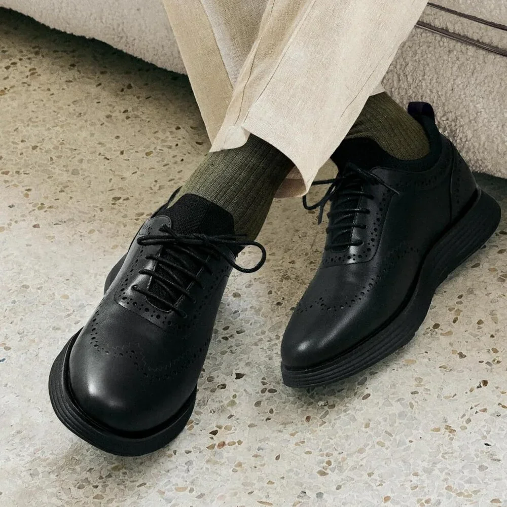 Casual Dress Oxford Shoes Men's Black Business Formal Comfort Wingtip Sneaker